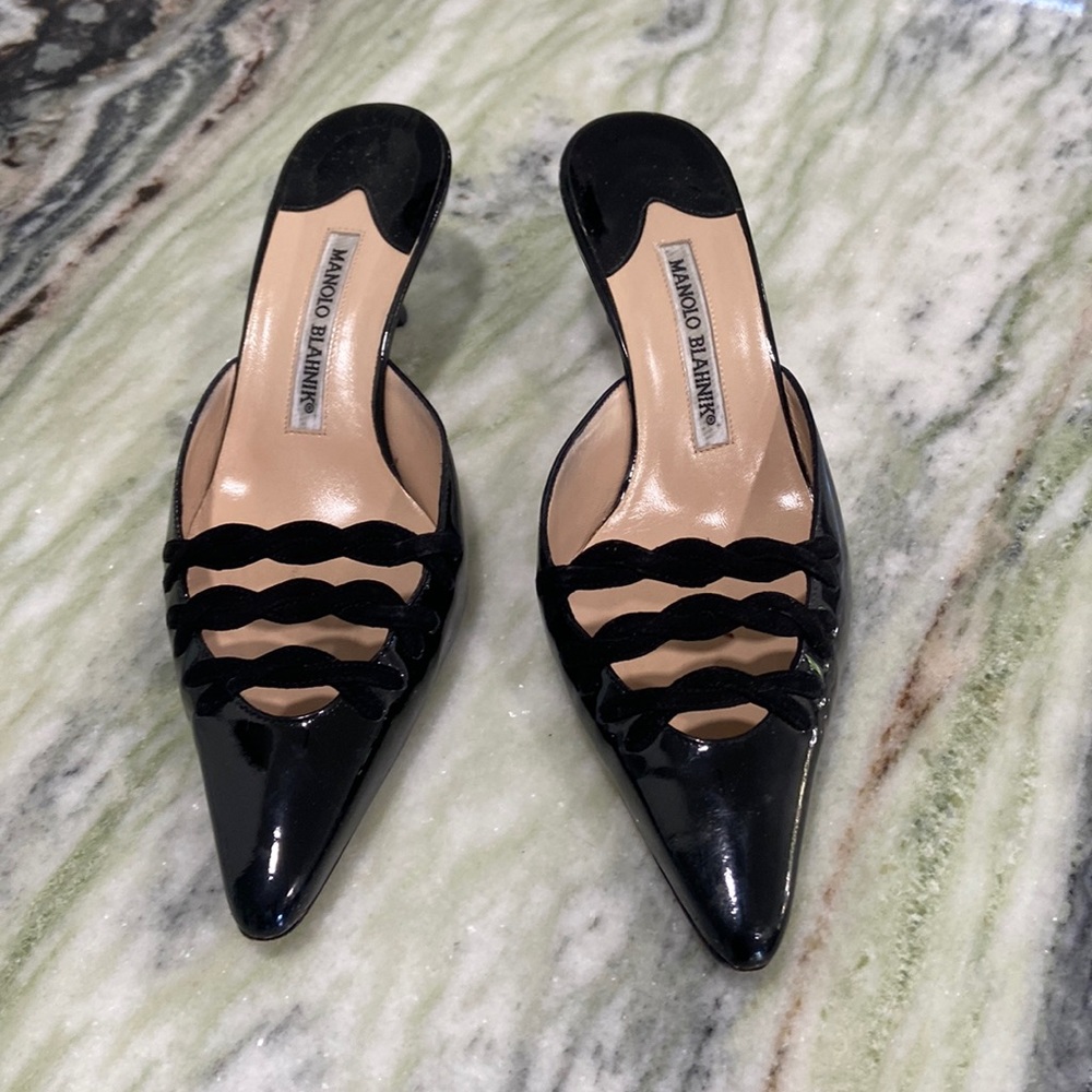 Manila Blahnik black mules